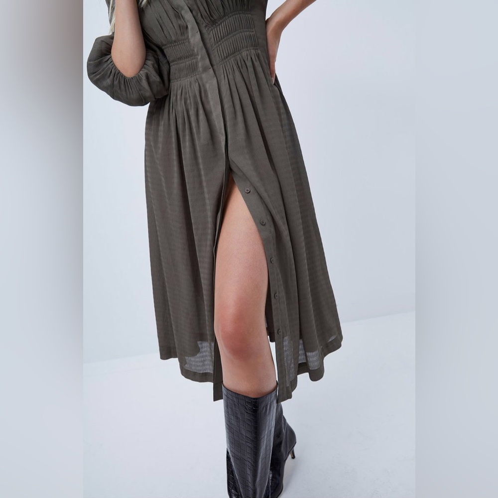 French Connection Cora Pleated Midi Dress Sz 6 (DJ4) - Picture 4 of 11